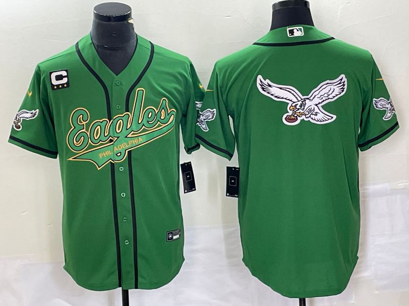 Men Philadelphia Eagles Blank Green Co Branding Game NFL Jersey style 10